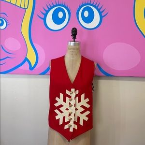 Moschino Cheap & Chic Red Wool Snowflake Vest